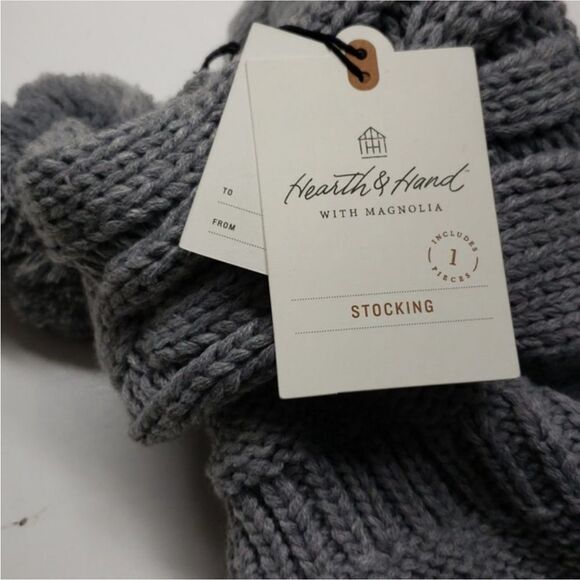 Hearth & Hand Set of 2 Gray Cable Knit Tassels Christmas Holiday Stockings New! - Picture 2 of 6
